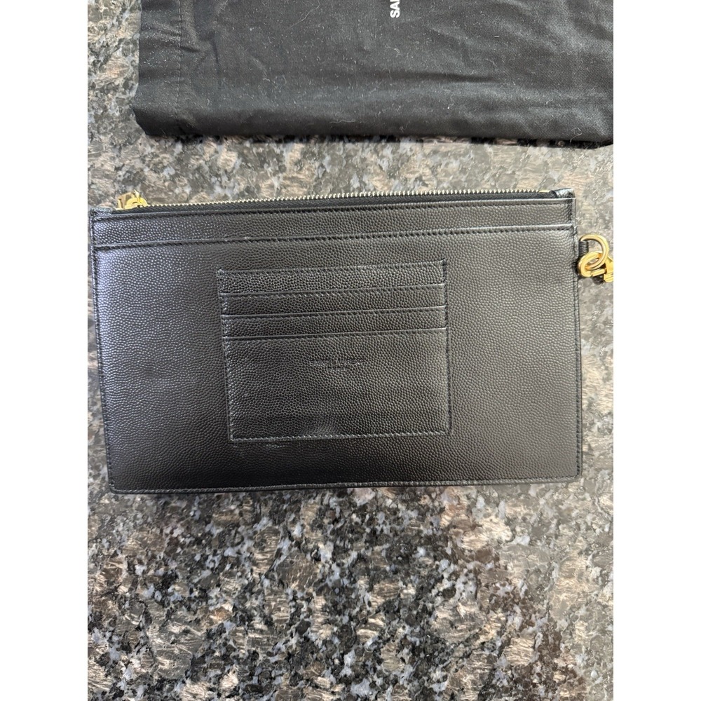 Saint Laurent Monogram Quilted Leather Clutch Ysl Black‎ - Picture 5 of 8